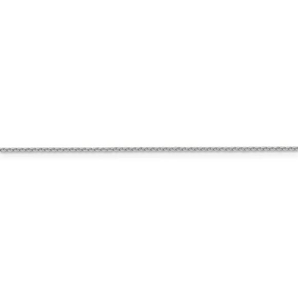 1mm 14k White Gold Diamond Cut Solid Cable Chain Necklace, 20 Inch